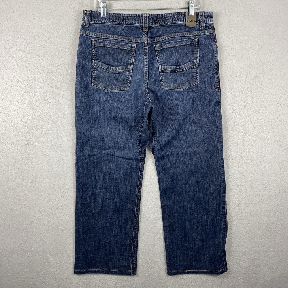 Prana Breathe Straight Leg Jeans Men's 34x27 Blue Stretch Outdoors Hiking READ‎
